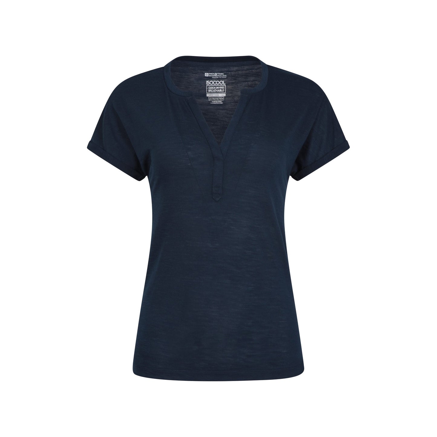 Navy - Front - Mountain Warehouse Womens-Ladies Skye Slub Quick Dry T-Shirt