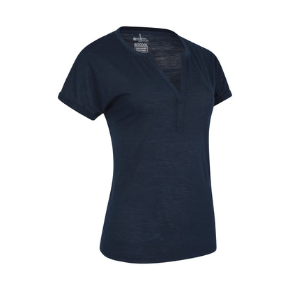 Navy - Side - Mountain Warehouse Womens-Ladies Skye Slub Quick Dry T-Shirt