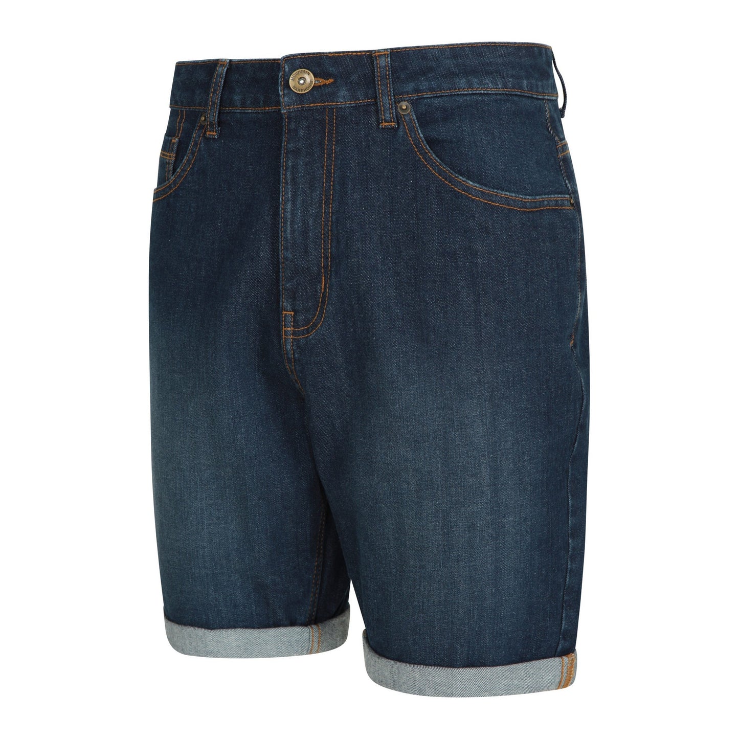 Dark Blue - Side - Mountain Warehouse Mens Denim Turned Up Hem Shorts