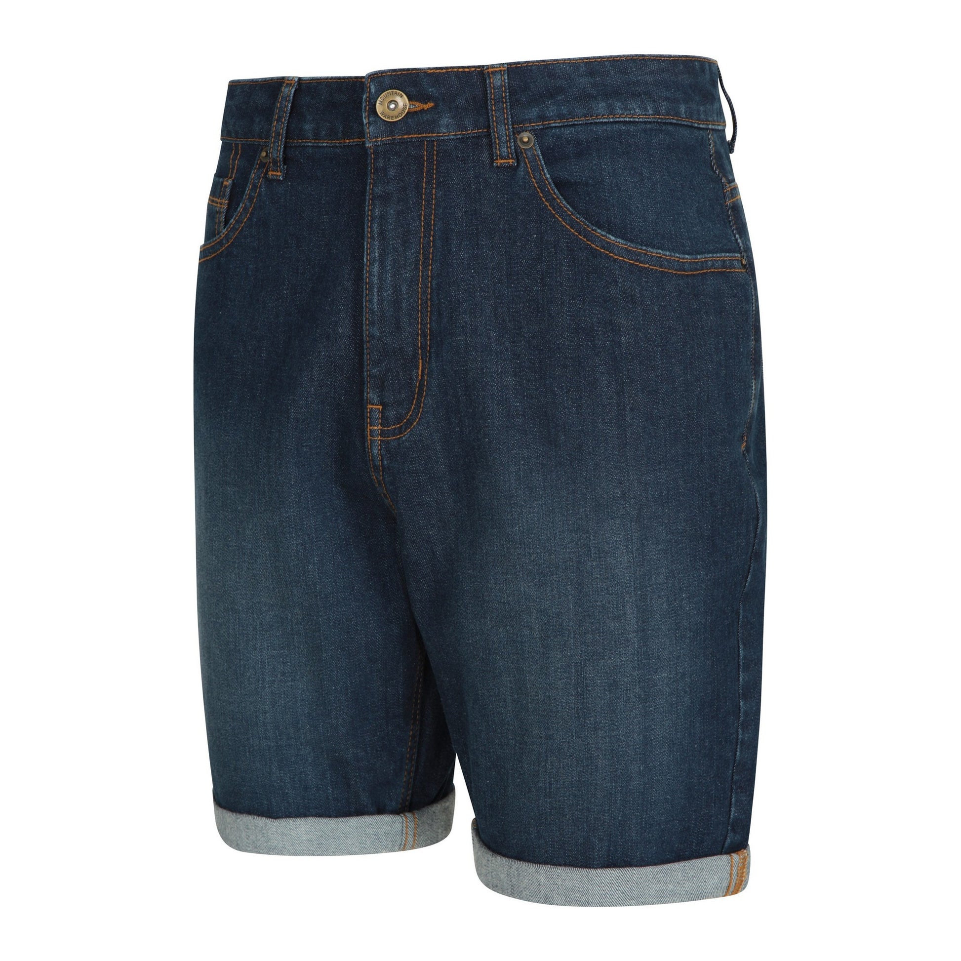 Dark Blue - Side - Mountain Warehouse Mens Denim Turned Up Hem Shorts