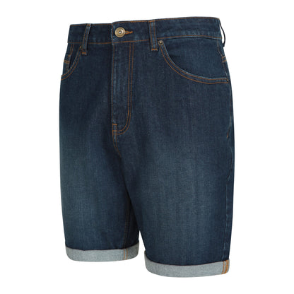 Dark Blue - Side - Mountain Warehouse Mens Denim Turned Up Hem Shorts