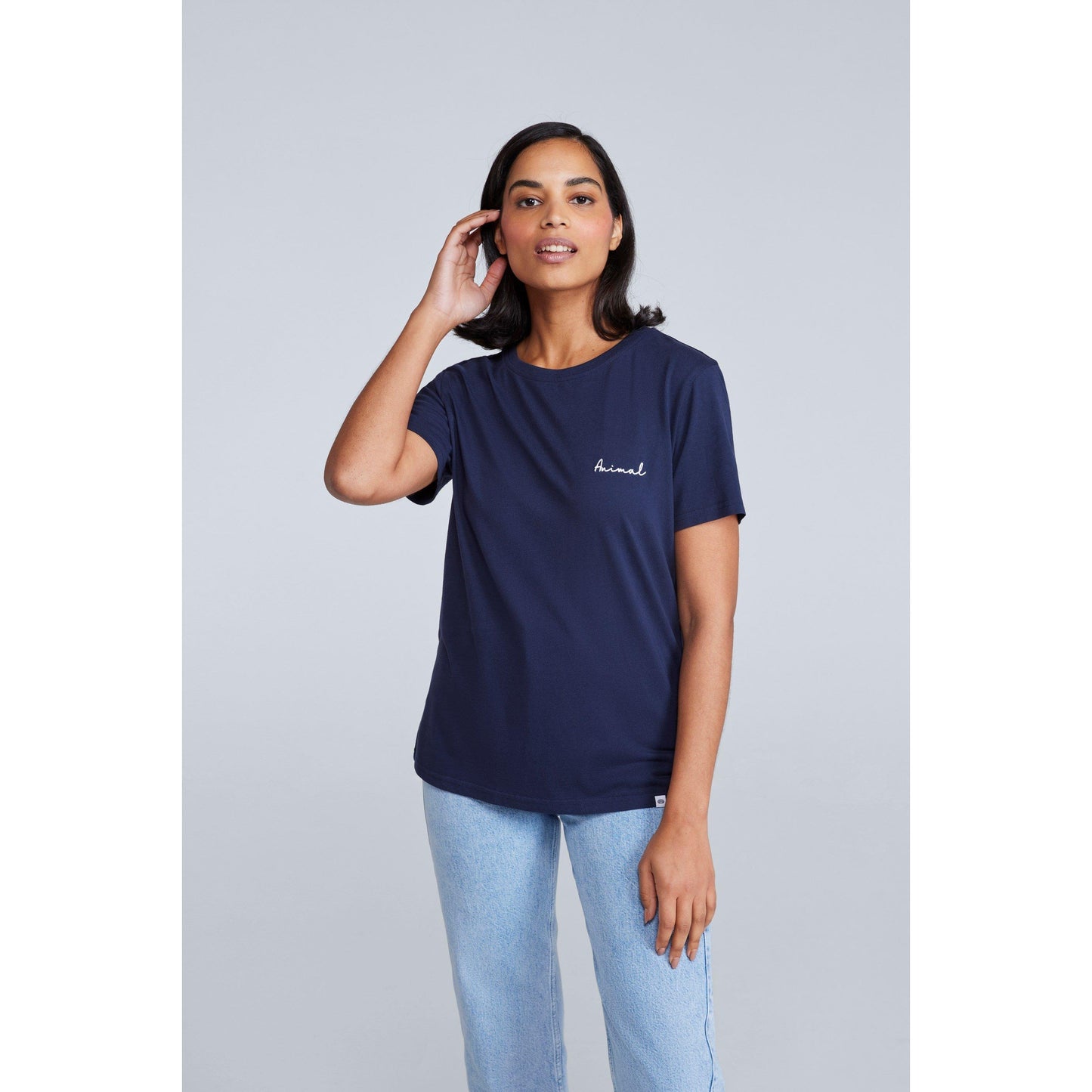 Dark Blue - Front - Animal Womens-Ladies Marina Logo Organic T-Shirt