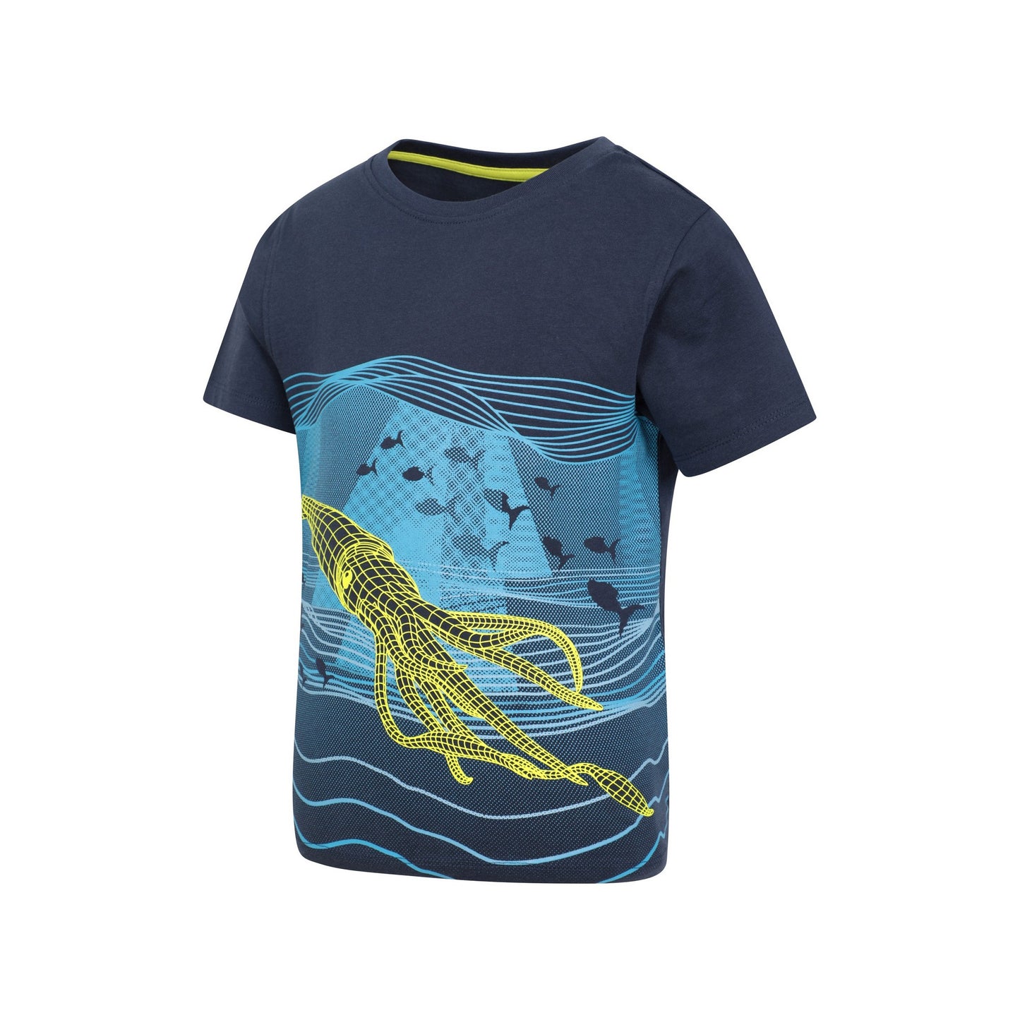 Blue - Side - Mountain Warehouse Childrens-Kids Sid The Squid Organic Cotton T-Shirt