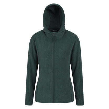Dark Green - Front - Mountain Warehouse Womens-Ladies Hebridean Melange Fleece Full Zip Hoodie