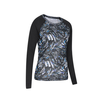 Grey - Side - Mountain Warehouse Womens-Ladies Talus Printed Thermal Top