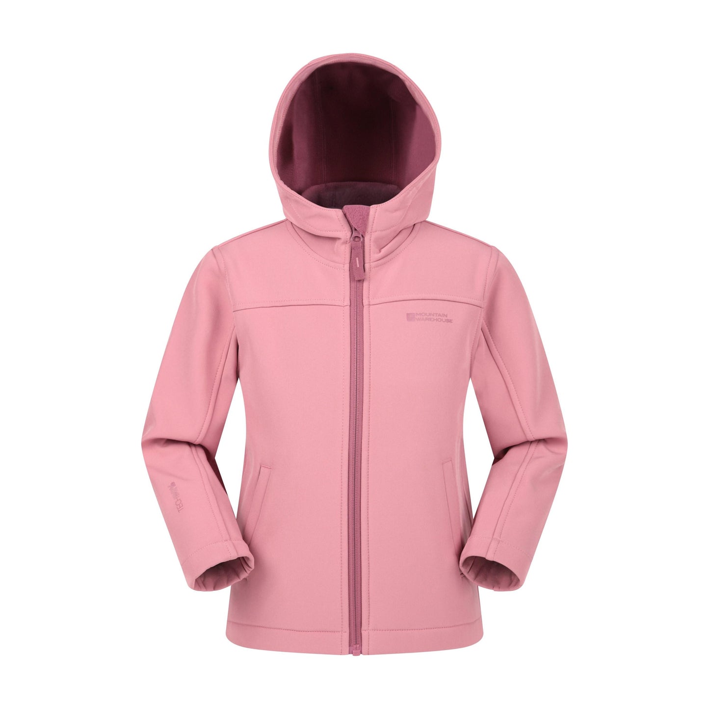 Light Pink - Front - Mountain Warehouse Childrens-Kids Water Resistant Soft Shell Jacket