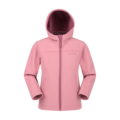 Light Pink - Front - Mountain Warehouse Childrens-Kids Water Resistant Soft Shell Jacket