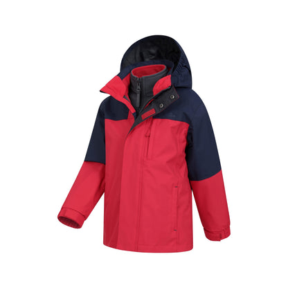 Red - Side - Mountain Warehouse Childrens-Kids 3 in 1 Waterproof Jacket
