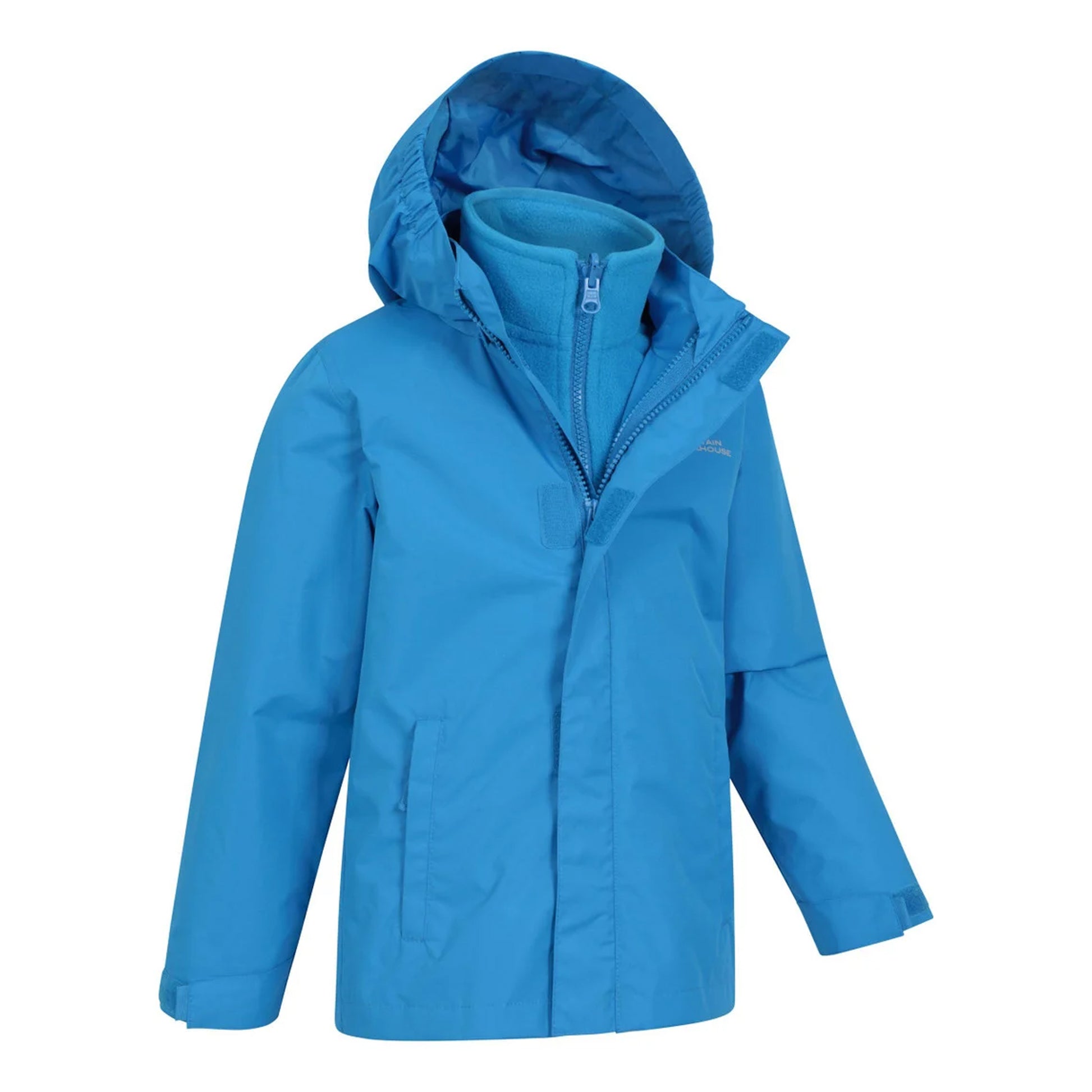 Bright Blue - Side - Mountain Warehouse Childrens-Kids Fell 3 in 1 Water Resistant Jacket