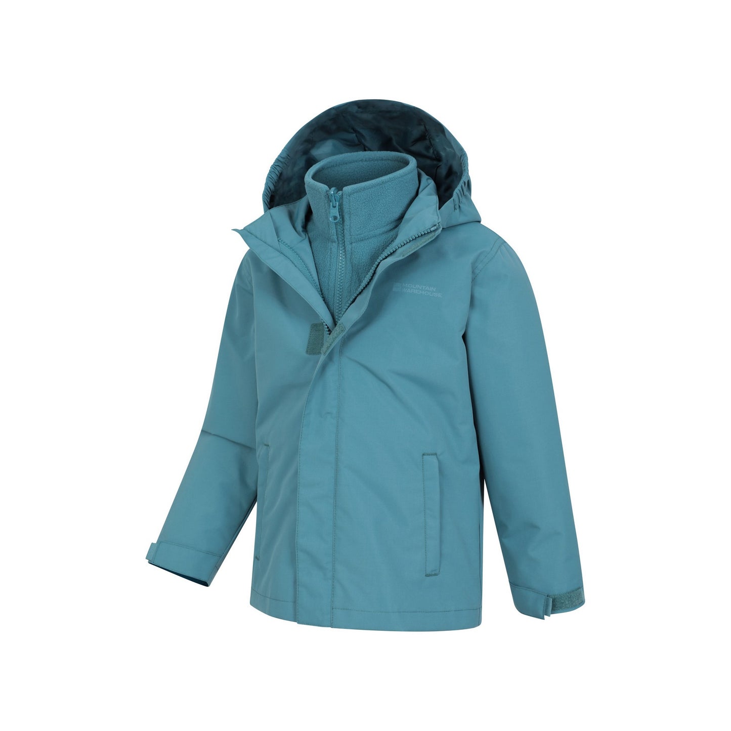 Dark Teal - Side - Mountain Warehouse Childrens-Kids Fell 3 in 1 Water Resistant Jacket