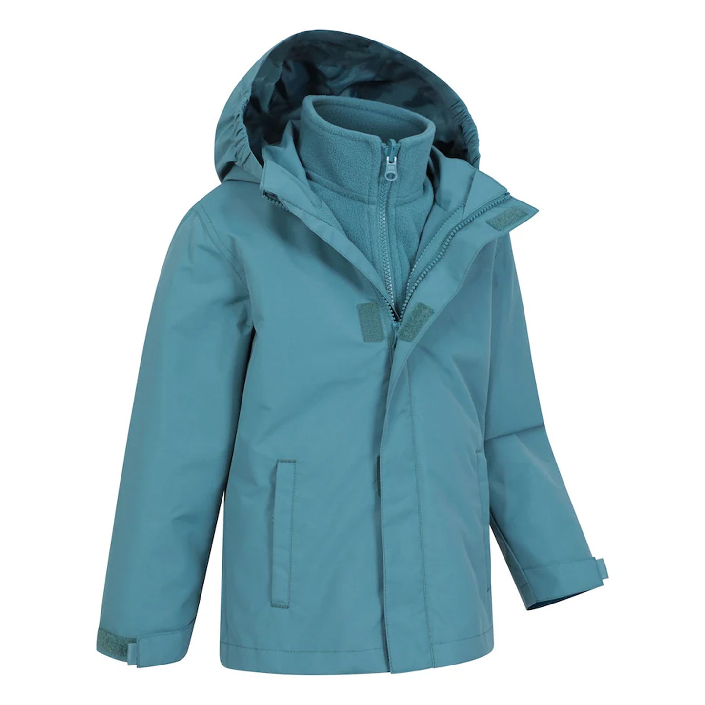 Teal - Side - Mountain Warehouse Childrens-Kids Fell 3 in 1 Water Resistant Jacket
