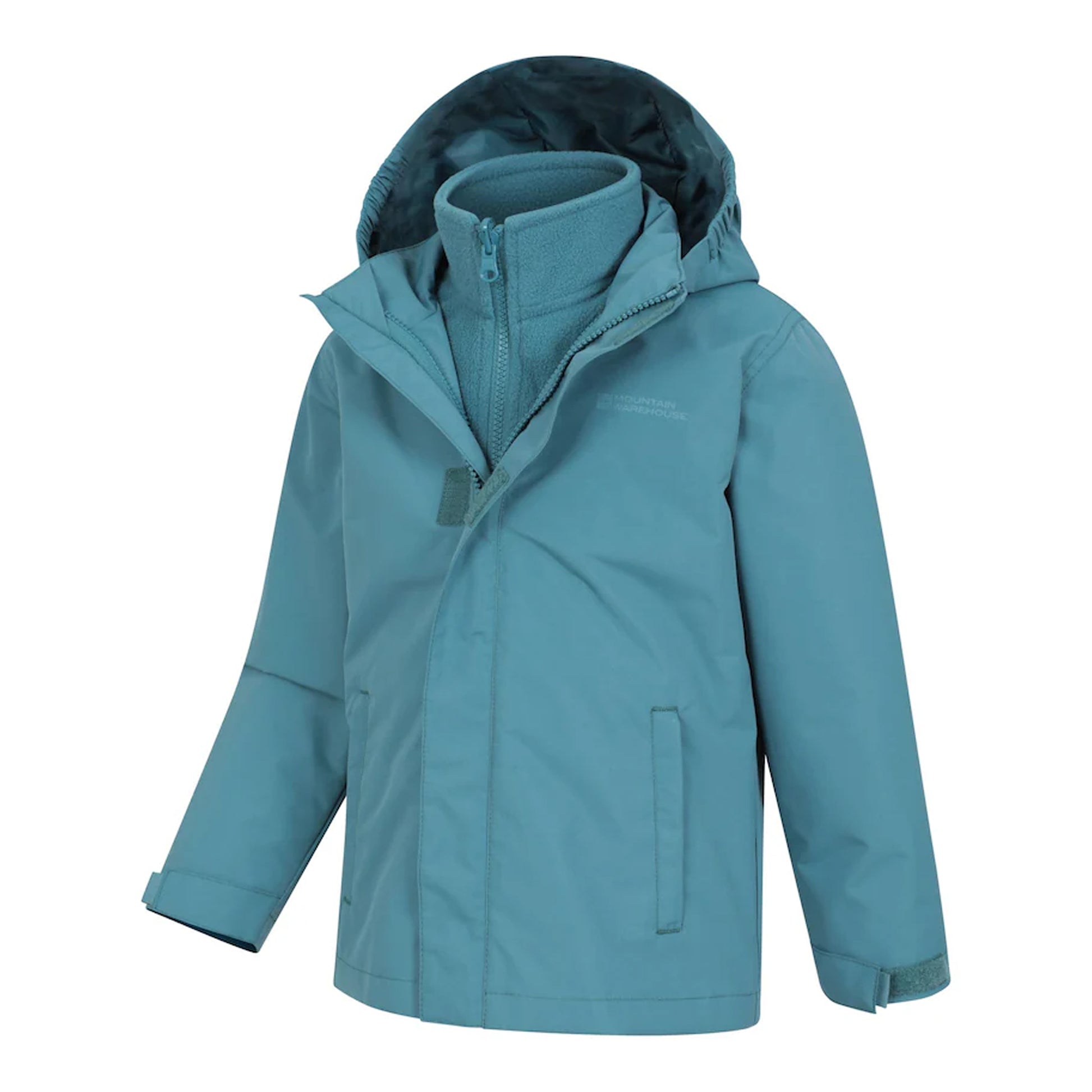 Teal - Lifestyle - Mountain Warehouse Childrens-Kids Fell 3 in 1 Water Resistant Jacket