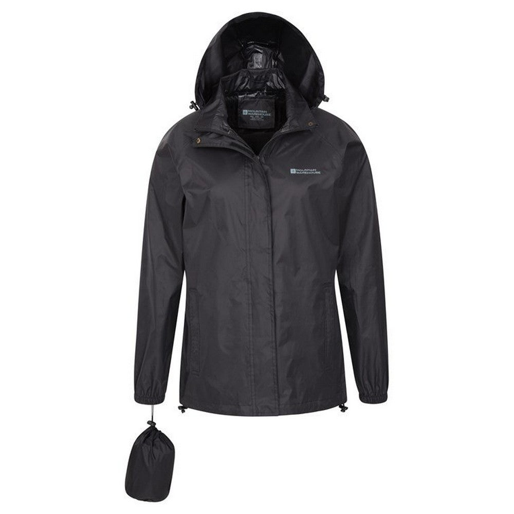 Black - Close up - Mountain Warehouse Womens-Ladies Pakka Waterproof Jacket
