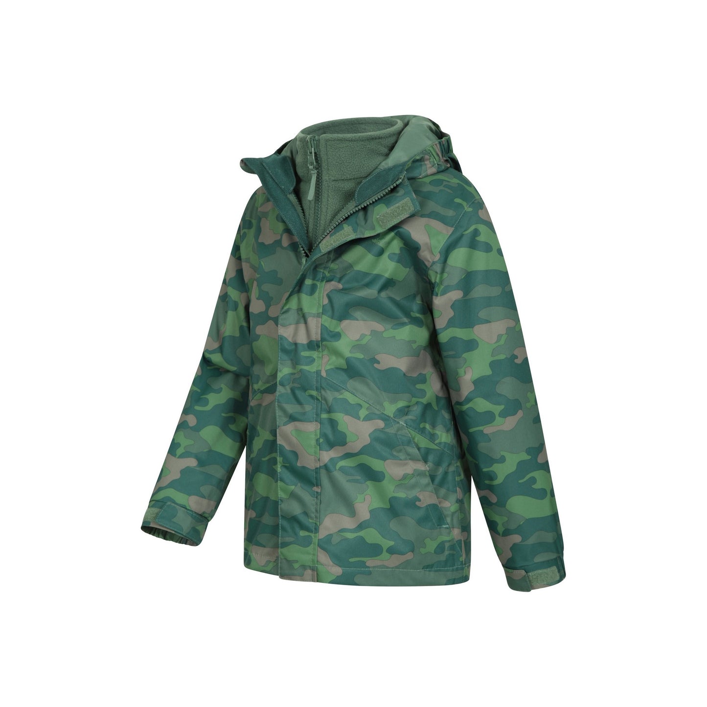 Khaki Green - Side - Mountain Warehouse Childrens-Kids Atom 3 in 1 Waterproof Jacket