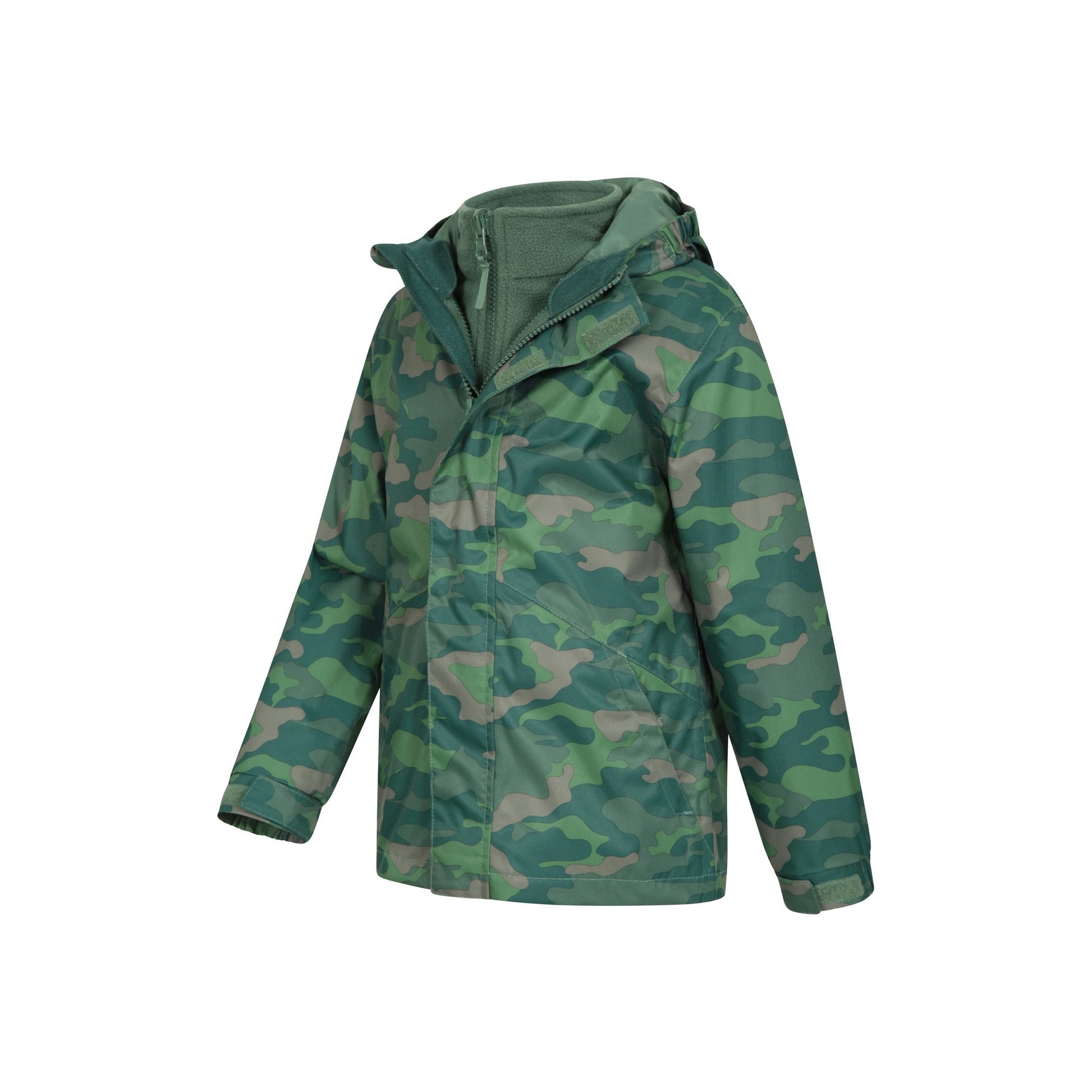 Khaki Green - Side - Mountain Warehouse Childrens-Kids Atom 3 in 1 Waterproof Jacket