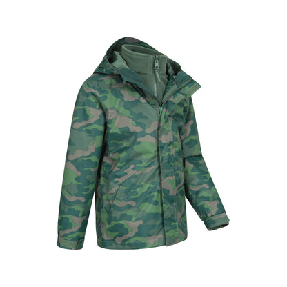 Khaki Green - Lifestyle - Mountain Warehouse Childrens-Kids Atom 3 in 1 Waterproof Jacket