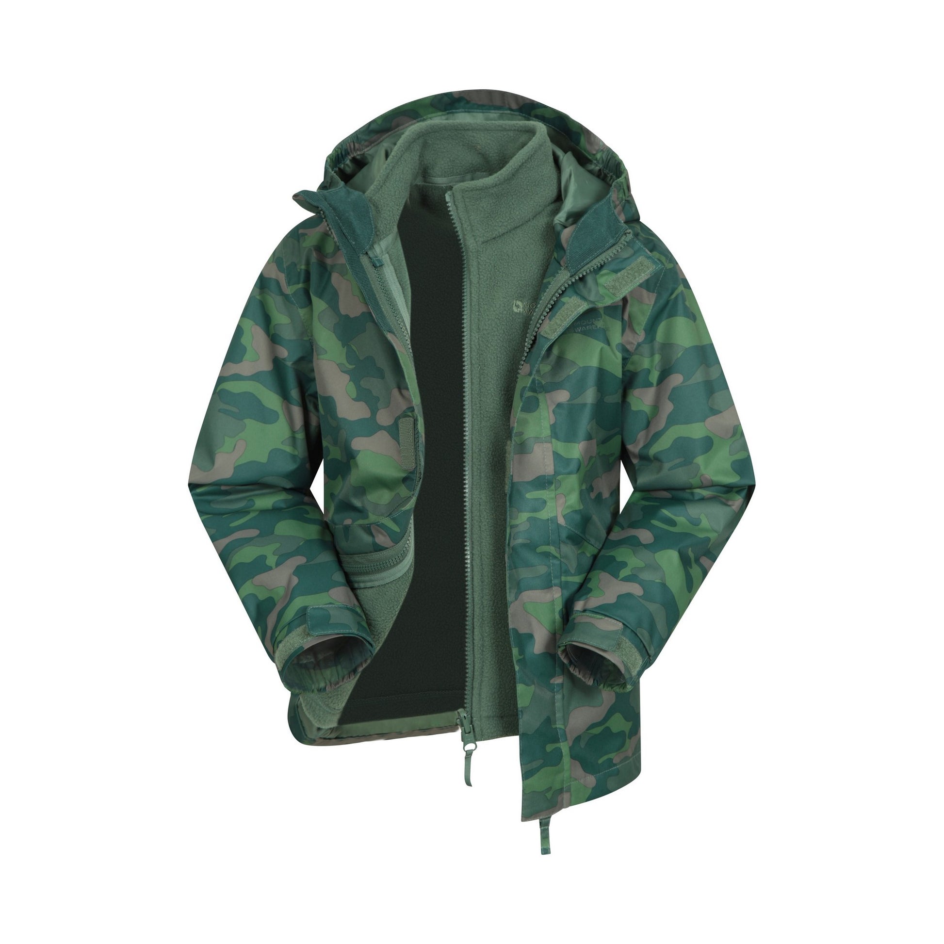 Khaki Green - Pack Shot - Mountain Warehouse Childrens-Kids Atom 3 in 1 Waterproof Jacket