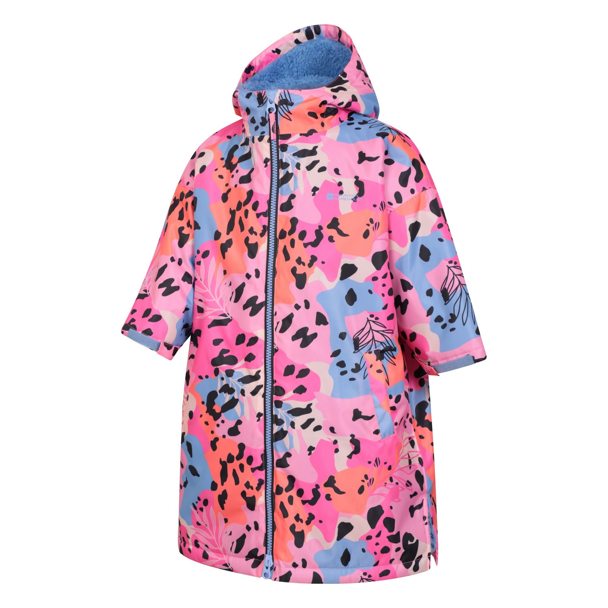 Pink - Side - Mountain Warehouse Childrens-Kids Tidal Animal Print Poncho Jacket