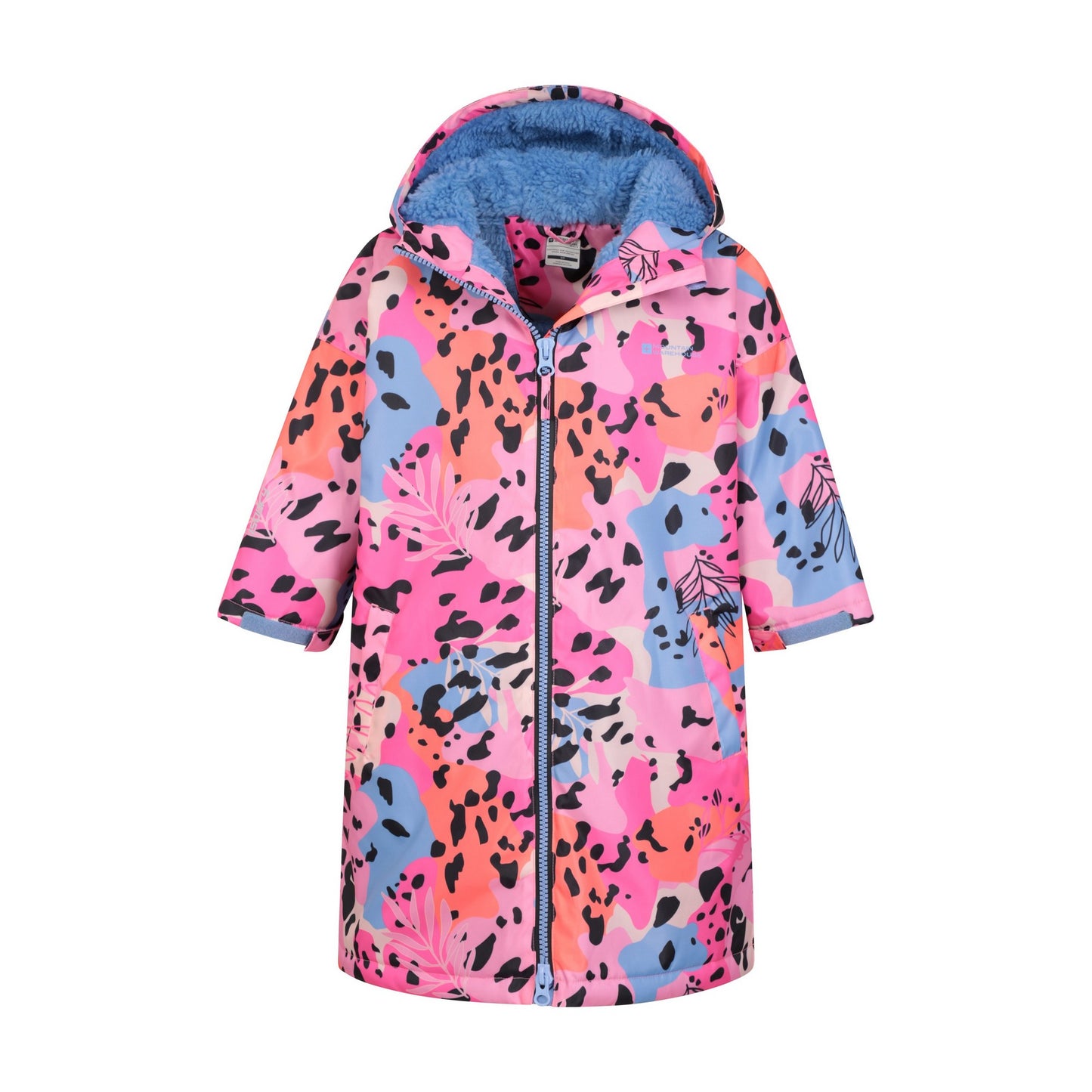 Pink - Pack Shot - Mountain Warehouse Childrens-Kids Tidal Animal Print Poncho Jacket