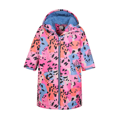Pink - Pack Shot - Mountain Warehouse Childrens-Kids Tidal Animal Print Poncho Jacket