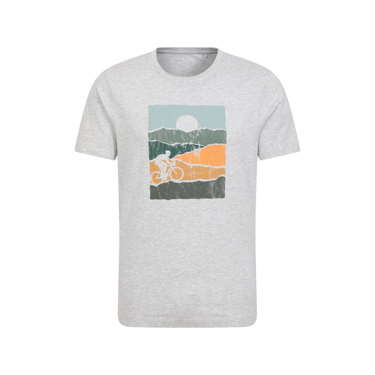 Light Grey - Front - Mountain Warehouse Mens Bike Organic Cotton T-Shirt