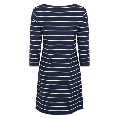 Dark Blue-White - Back - Mountain Warehouse Womens-Ladies Lily Striped Organic Pocket Dress