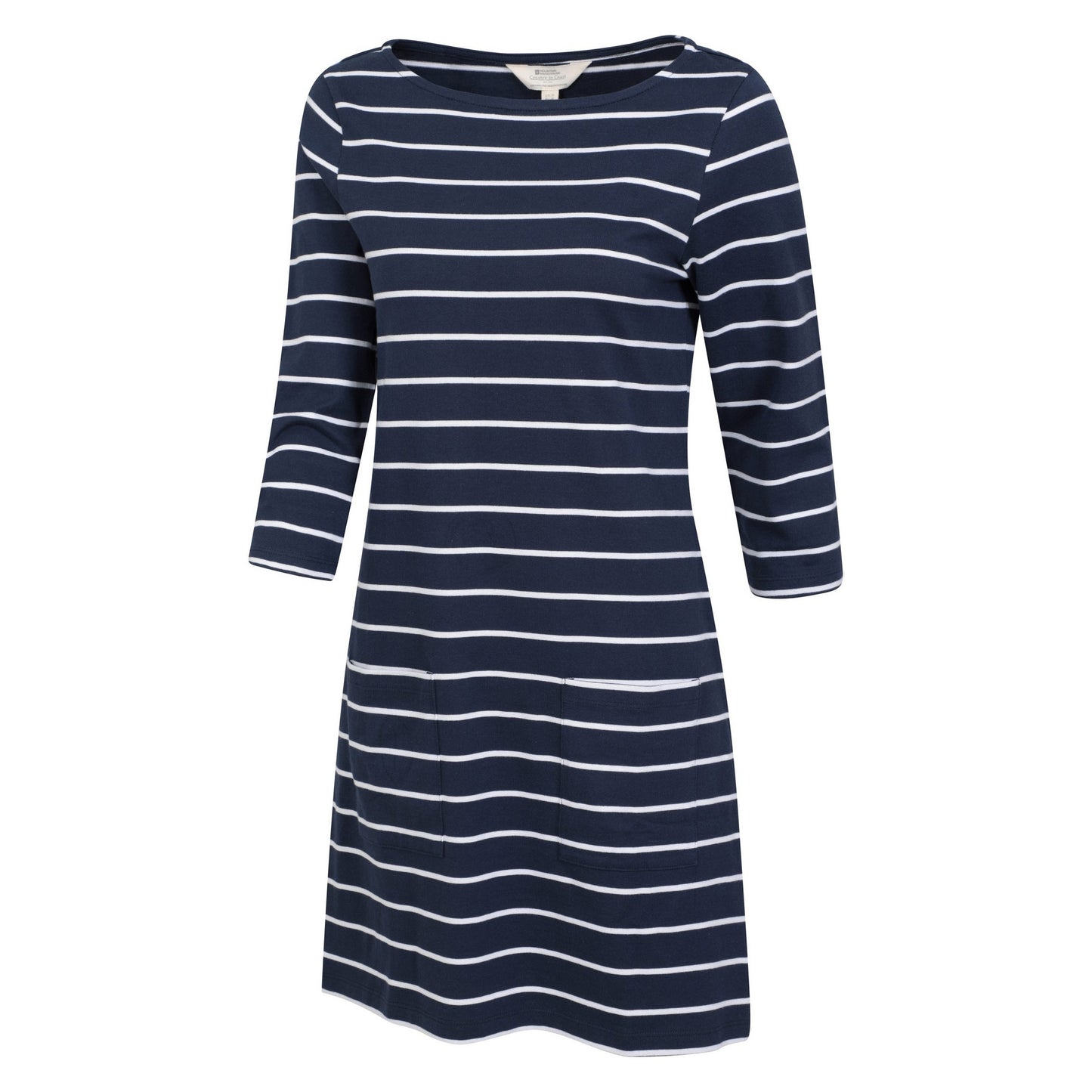 Dark Blue-White - Side - Mountain Warehouse Womens-Ladies Lily Striped Organic Pocket Dress