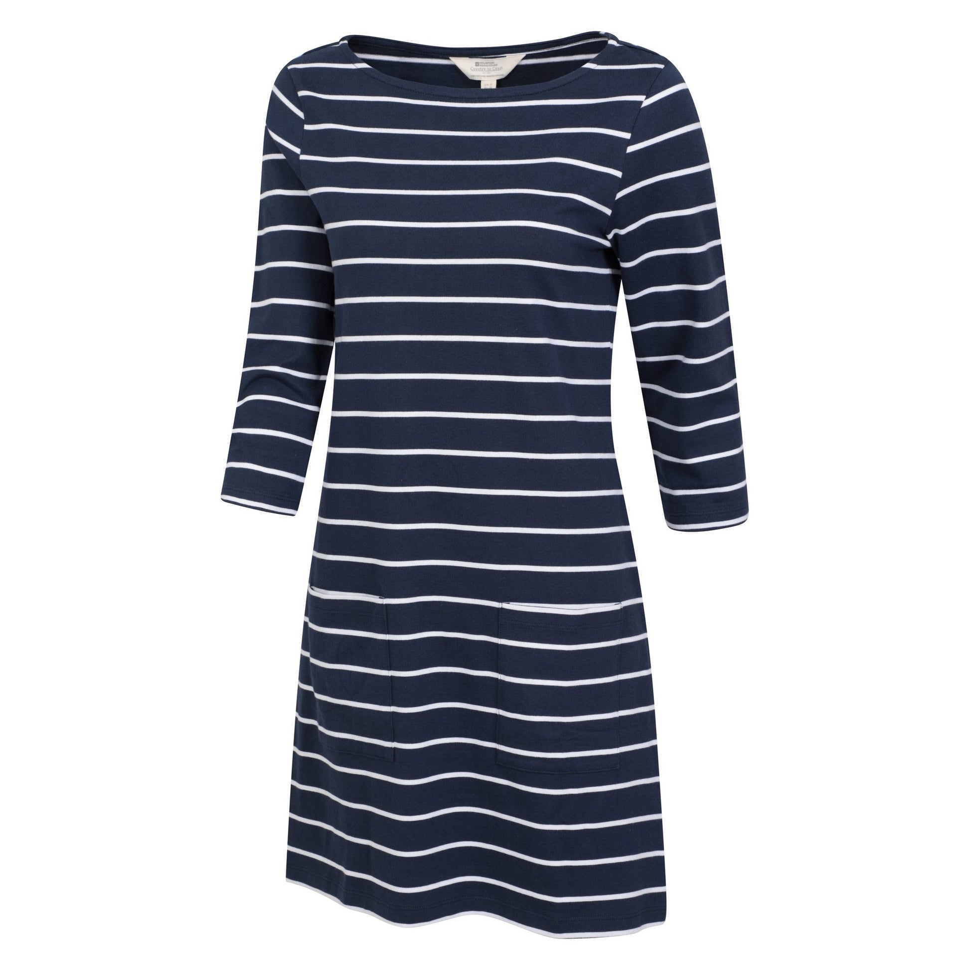 Dark Blue-White - Side - Mountain Warehouse Womens-Ladies Lily Striped Organic Pocket Dress
