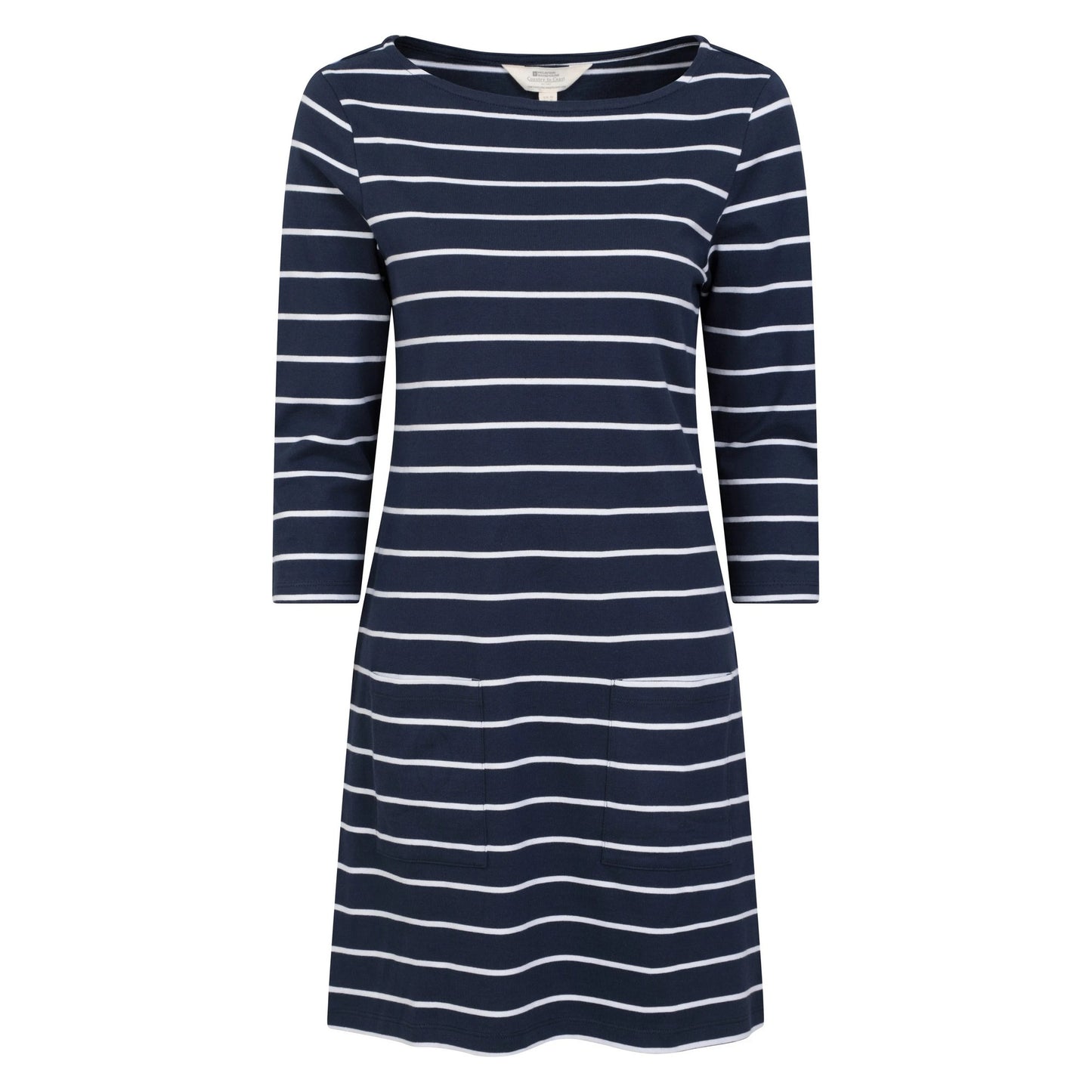 Dark Blue-White - Front - Mountain Warehouse Womens-Ladies Lily Striped Organic Pocket Dress