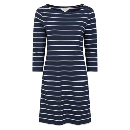 Dark Blue-White - Front - Mountain Warehouse Womens-Ladies Lily Striped Organic Pocket Dress