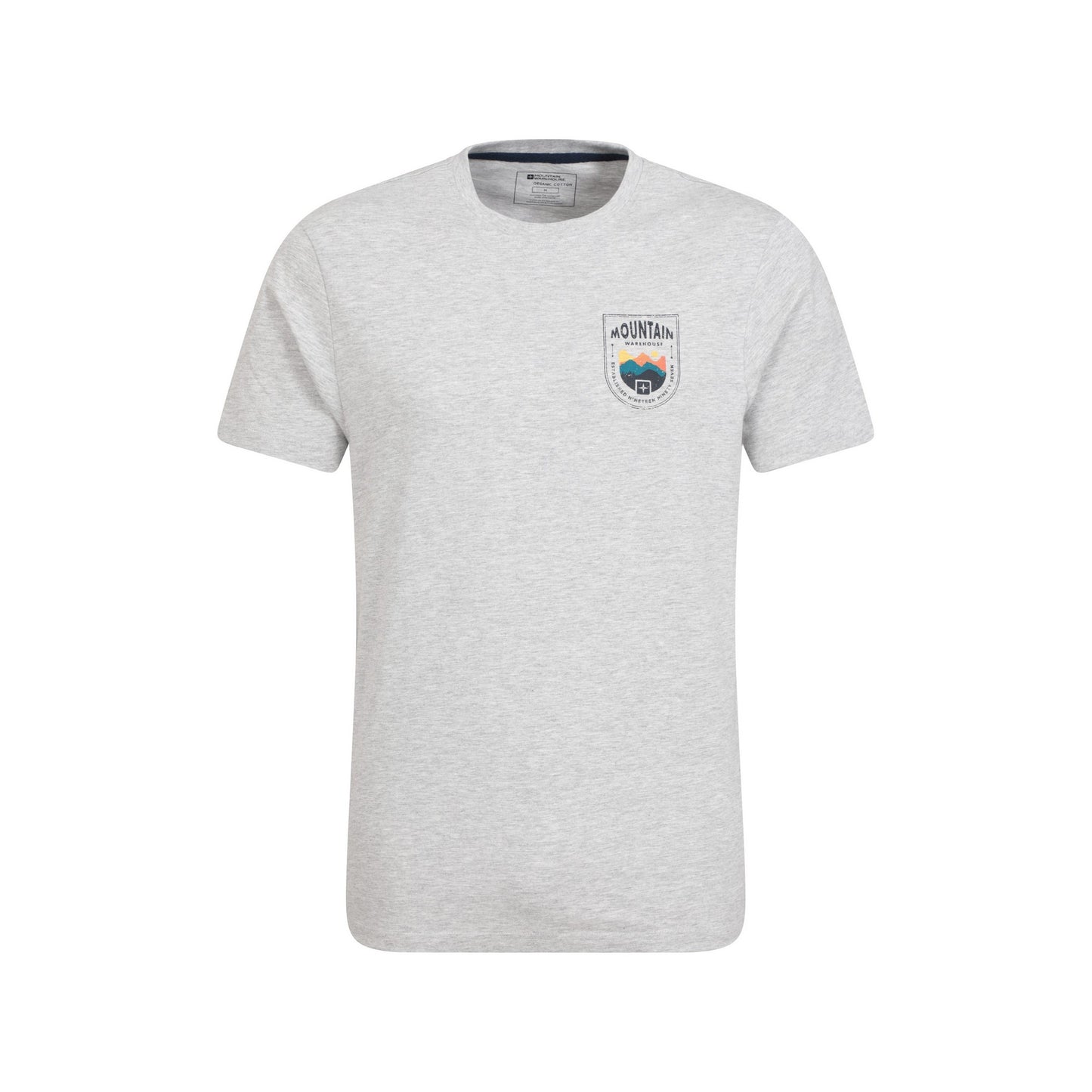 Grey - Front - Mountain Warehouse Mens Crest Organic T-Shirt