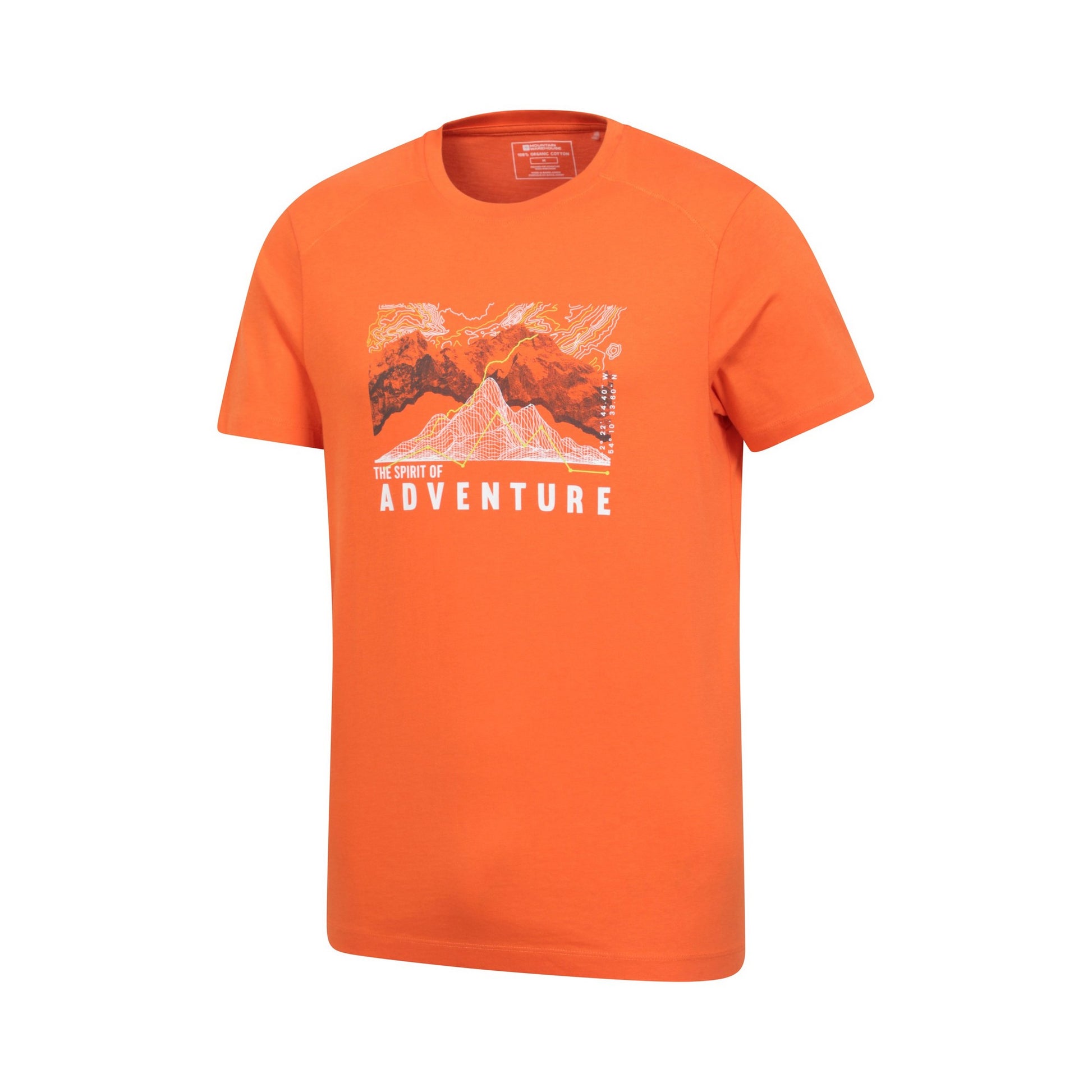 Orange - Side - Mountain Warehouse Mens Adventure Begins Organic Cotton T-Shirt