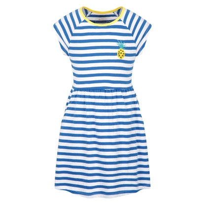 Navy-White - Front - Mountain Warehouse Girls Penelope Pineapple Organic Dress