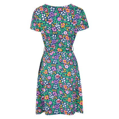 Dark Blue - Back - Mountain Warehouse Womens-Ladies Santorini Flowers Jersey Wrap Dress