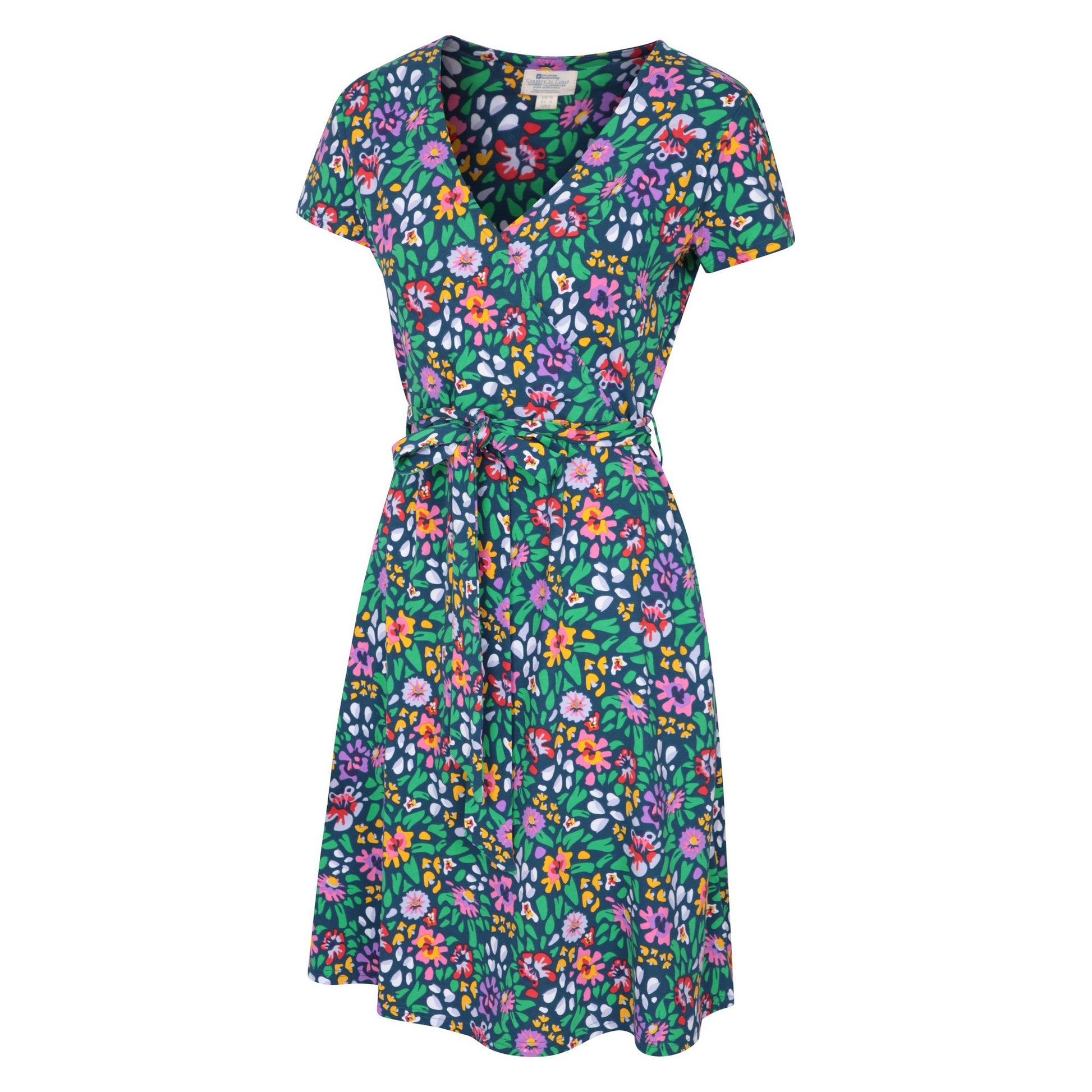 Dark Blue - Side - Mountain Warehouse Womens-Ladies Santorini Flowers Jersey Wrap Dress