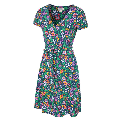 Dark Blue - Side - Mountain Warehouse Womens-Ladies Santorini Flowers Jersey Wrap Dress