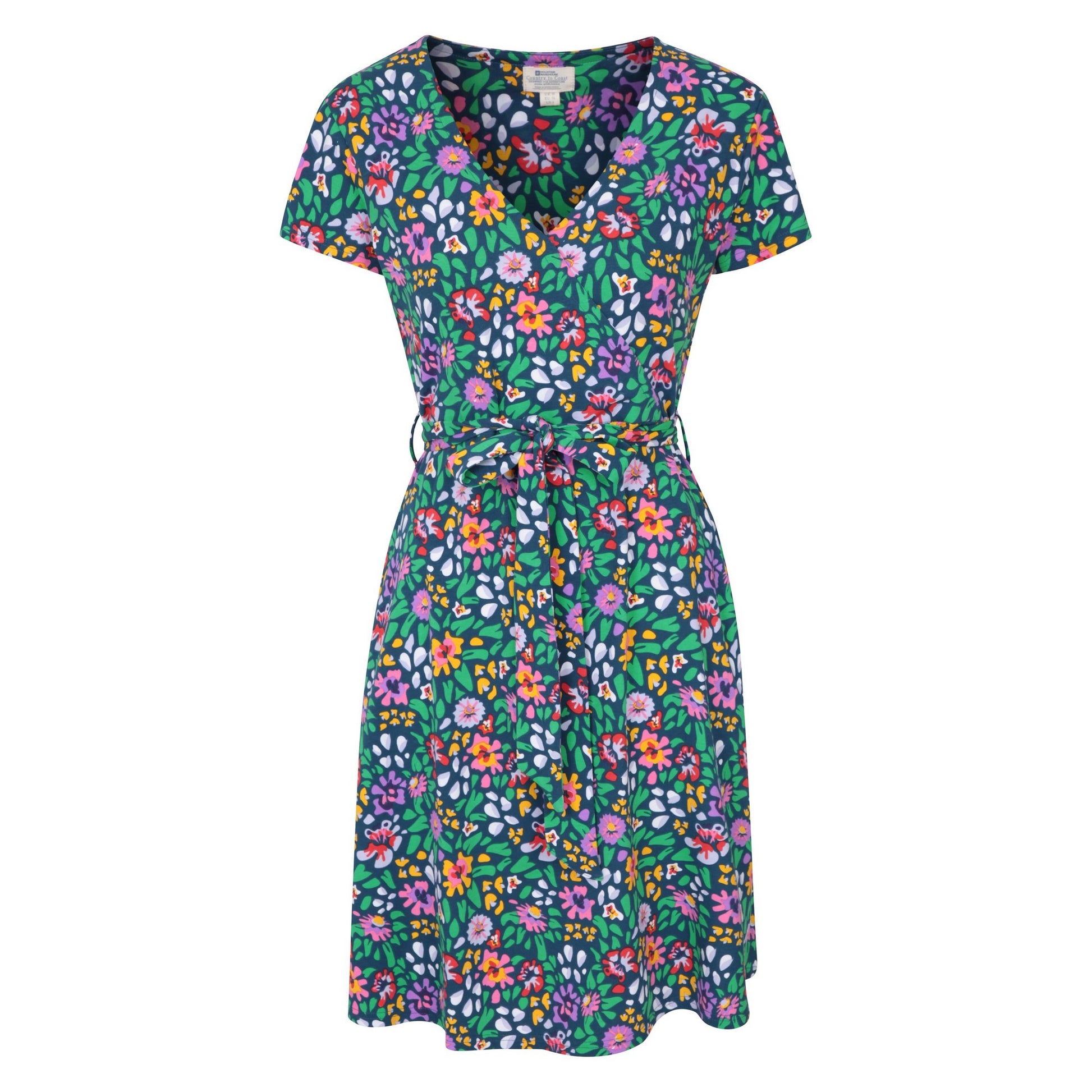 Dark Blue - Front - Mountain Warehouse Womens-Ladies Santorini Flowers Jersey Wrap Dress