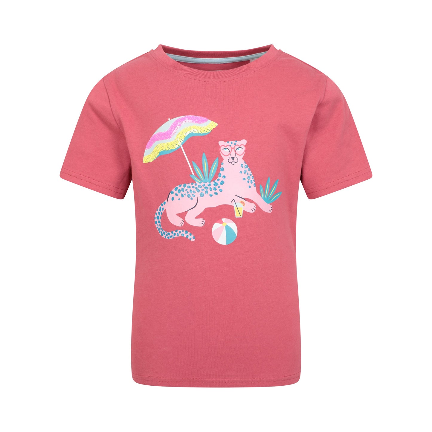 Dusky Purple - Front - Mountain Warehouse Childrens-Kids Lazy Leopard Organic T-Shirt