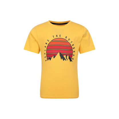 Mustard - Front - Mountain Warehouse Childrens-Kids Explore The Outdoors Sunset Organic T-Shirt