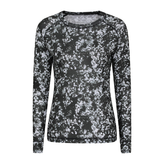 Black - Front - Mountain Warehouse Womens-Ladies Talus All-Over Print Thermal Top