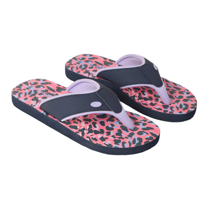 Pale Pink - Front - Animal Womens-Ladies Swish Leopard Print Recycled Flip Flops