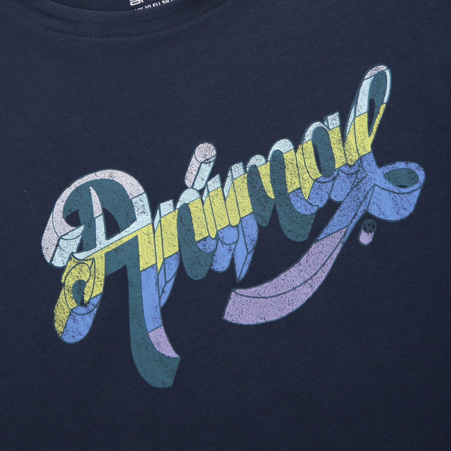 Navy - Side - Animal Womens-Ladies Holly Script Organic T-Shirt