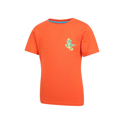 Orange - Side - Mountain Warehouse Childrens-Kids Skateboard Dino Organic T-Shirt