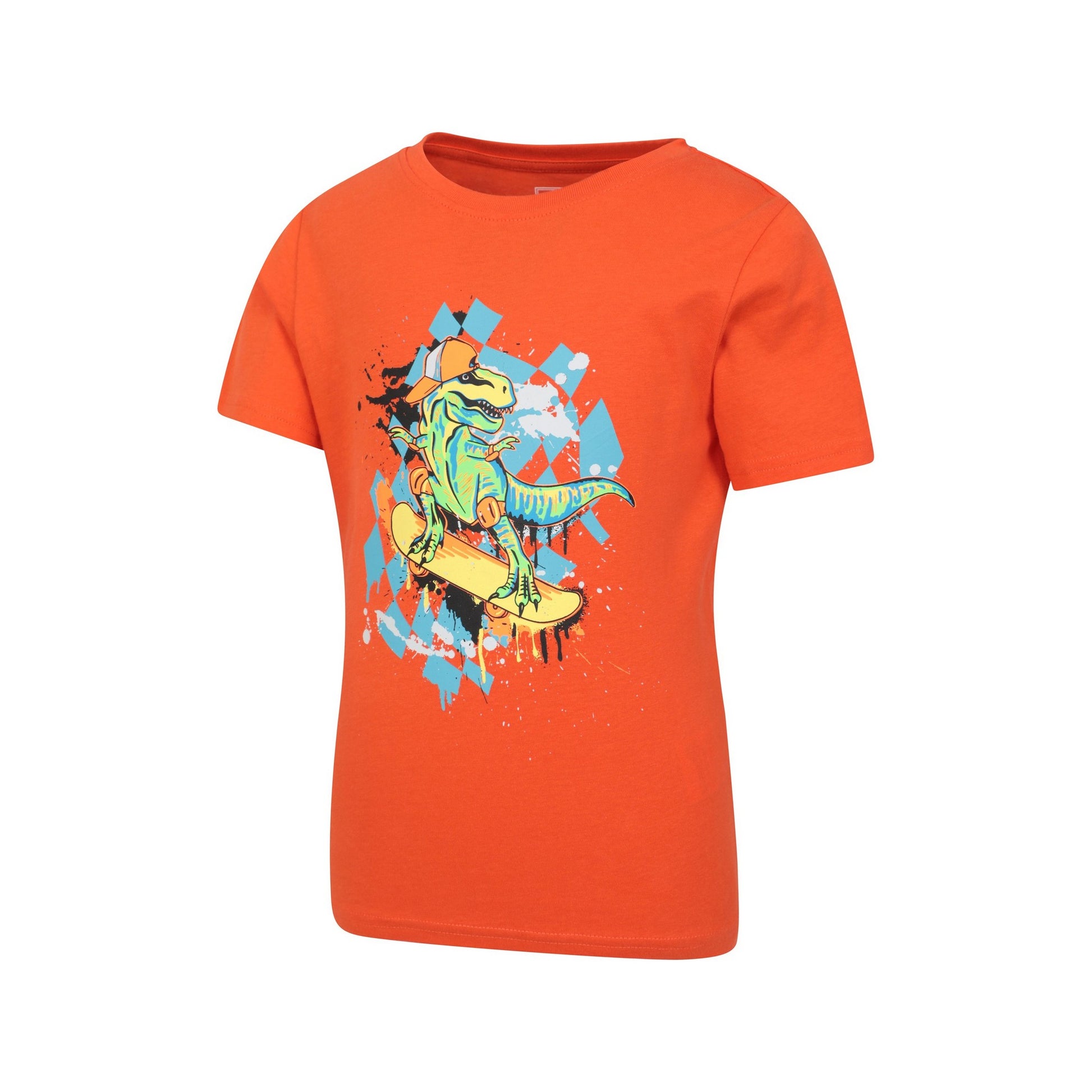 Orange - Side - Mountain Warehouse Childrens-Kids Skateboard Dino Organic T-Shirt
