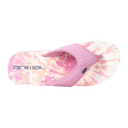 Pink - Back - Animal Womens-Ladies Swish Tie Dye Recycled Flip Flops