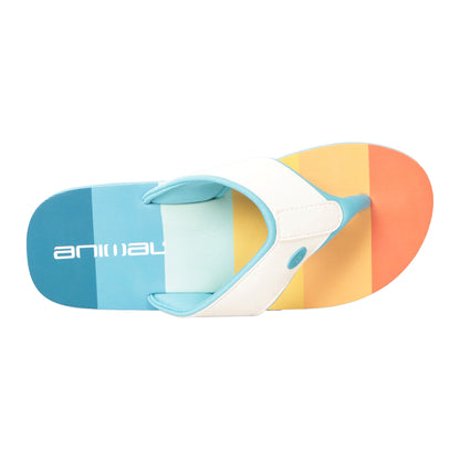 Cream - Back - Animal Womens-Ladies Swish Colour Block Recycled Flip Flops