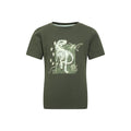 Dark Khaki - Front - Mountain Warehouse Childrens-Kids Dinosaur Organic Glow In The Dark T-Shirt