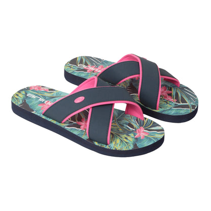 Navy - Front - Animal Womens-Ladies Sandbar Contrast Detail Recycled Sliders