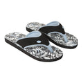 Jet Black - Front - Animal Womens-Ladies Swish Leaf Print Recycled Flip Flops