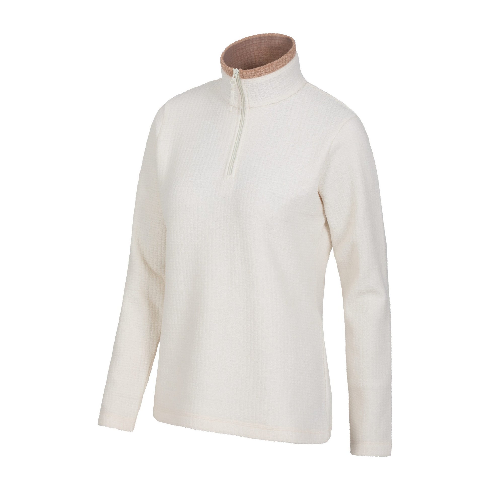 Tan - Back - Mountain Warehouse Womens-Ladies Waffle Half Zip Fleece Top